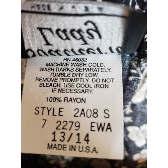 Southern Lady Black Cream Floral Maxi Skirt Size 13/14 Wrap Style Elastic Waist - Picture 9 of 9